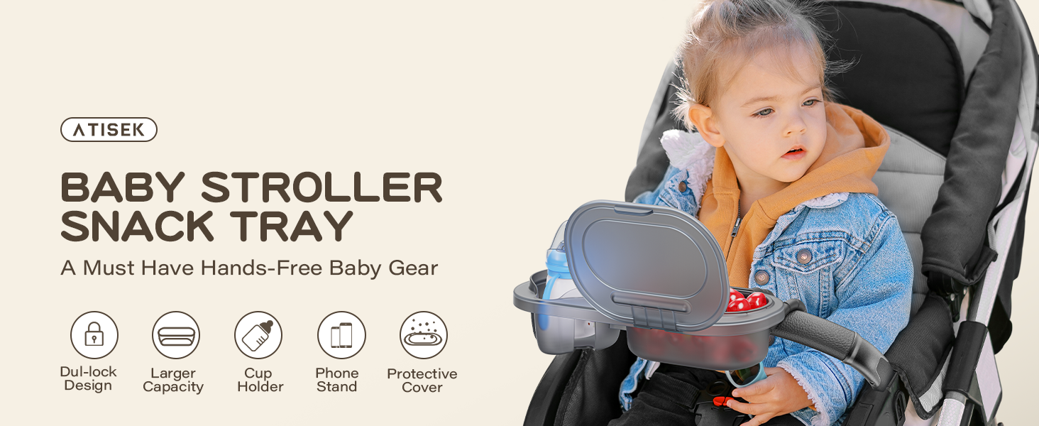 baby stroller snack tray with cover