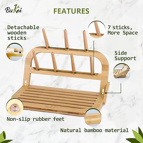 Bamboo Baby Bottle Drying Rack - Space Saving Bottle Dryer & Holder - Jamouz