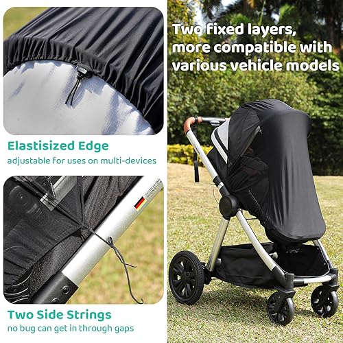 Stroller Sun Shade Cover Baby Car Seat Carrier Sunshade Pram Stroller Shade-Dark Shade Cut 96% UV Rays - Jamouz