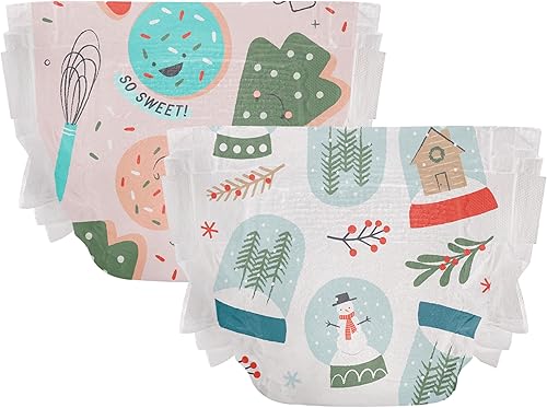 The Honest Company Clean Conscious Diapers | Plant-Based, Sustainable | Winter '24 Limited Edition Prints | Club Box, Size 2 (12-18 lbs), 72 Count - Jamouz
