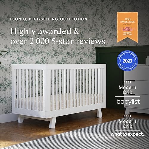 babyletto Hudson 3-in-1 Convertible Baby Crib with Toddler Bed & Daybed Conversion - Easy to Assemble - GREENGUARD Gold Certified w/ 4 Adjustable Mattress Heights - Natural - Jamouz