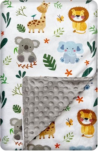 Baby Blanket for Boys Girls Double Layer Soft Plush Minky Blanket with Dotted Backing, Toddler Baby Newborn Blanket Shower Gifts (Cute Animal, 30 X 40 inches) - Jamouz
