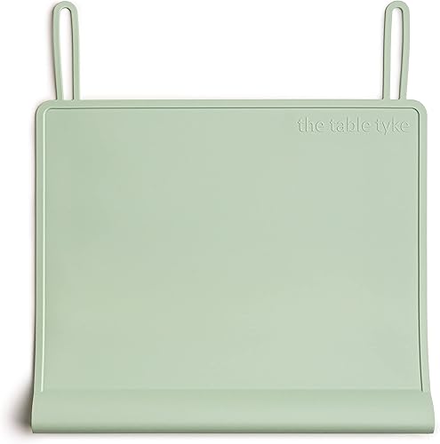 100% Silicone Placemat with Teething Edge Bumper/Spill Stopper | Dishwasher Safe, Travel Ready Non-Slip Suction Activity Mat for Infants, Babies, Toddlers, Children, Kids (Sage Green) - Jamouz