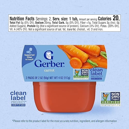 Gerber 1st Foods Baby Food, Prune Puree, Natural & Non-GMO, 2 Ounce Tubs, 2-Pack (Pack of 8) - Jamouz