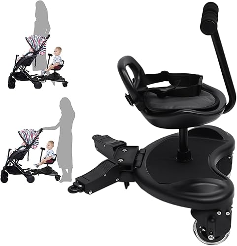 Universal 2-in-1 Stroller Board with Detachable Seat,Buggy Board Suitable for 2 to 6 Years 25 Kg Maximum Load,Toddler Stroller Attachment Step Stand Ride-On Pedal - Jamouz