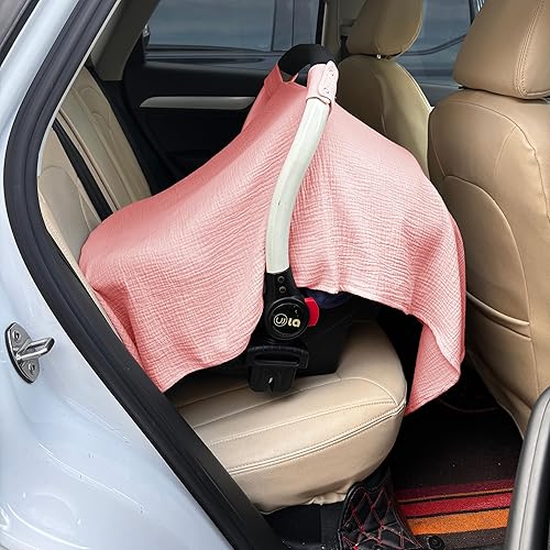 100% Muslin Cotton Car Seat Cover Baby, Carseat Canopy Cover, Universal Fit Stroller Covers for Boys and Girls (Roman Green) - Jamouz