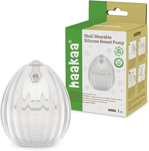 HAAKAA Shell Wearable Hands-Free Manual Breast Pump/Milk Collector – Medical-Grade Silicone – Compact, Portable & Discreet – Leak-Proof Valve 4 oz 2PK - Jamouz