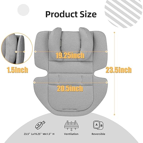 Innokids Baby Stroller Seat Liners Head Body Support Cushion Reversible Infant Liner Insert with Adjustable Pillow Fit Summer and Winter Use (Gray) - Jamouz