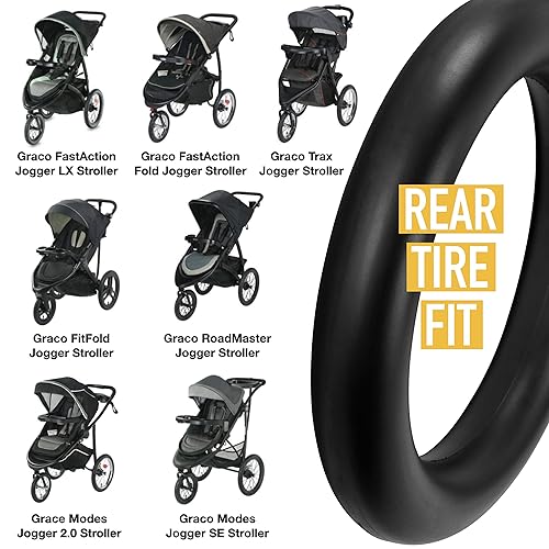 Graco Stroller Tire Tube Replacement - [Rear Wheels] 16'x1.75' Inner Tube for Graco Jogging Strollers - Wayfinder, Alterrain, Revolution Flex/Pro/SE, Strides, Ironman & All Duallie Joggers - Jamouz