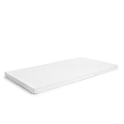 Milliard 2-Inch Ventilated Memory Foam Crib and Toddler Bed Mattress Topper with Removable Waterproof 65-Percent Cotton Non-Slip Cover - 52' x 27' x 2' White - Jamouz