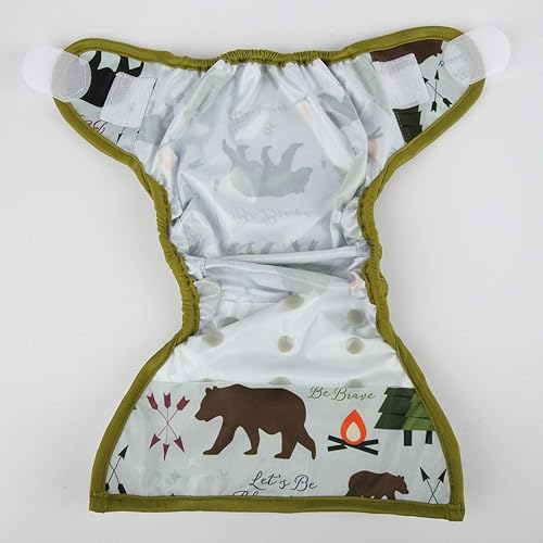 Baby Cloth Diaper Cover Nappy Hook and Loop Double Gusset 6.6lbs to 33lbs (Rabbits Wolves) - Jamouz