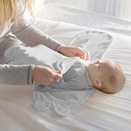 SwaddleMe by Ingenuity Original Swaddle with Easy-Change, 100% Cotton, Improves Sleep & Calms Startle Reflex, 3-6 Months, 3-Pack - Mountaineer - Jamouz