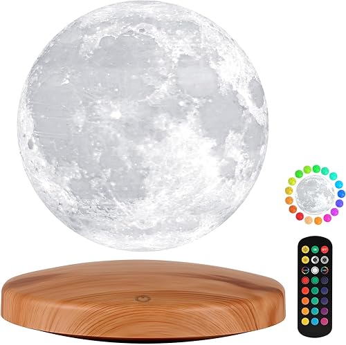 Levitating Moon Lamp Galaxy Lamp 6 inch 18 Colors LED 3D Moon Light, Remote & Touch Control Lava Lamp Moon Night Light Gifts for Girls Boys Kids Women Birthday - Jamouz