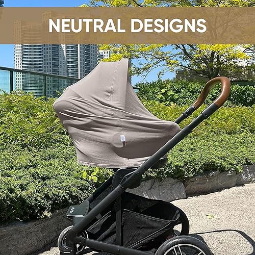 MOZAH Baby Multi-Use Cover: 9-in-1 Car Seat Covers Canopy Cover, Breathable Breastfeeding Cover, Stroller Cover & More, Boys & Girls Shower Gifts (Warm Taupe) - Jamouz