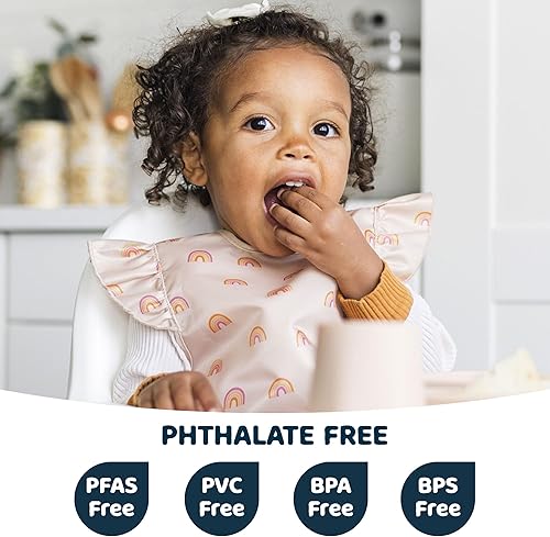 Tiny Twinkle Mess Proof Baby Bib - Waterproof Toddler and Baby Apron Bib - Machine Washable - PFAS and BPA Free - Jamouz