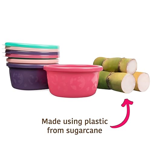 The First Years GreenGrown Reusable Bowls with Lids – Toddler Snack Bowl – 8 Pack – Pink/Purple/Teal - Jamouz
