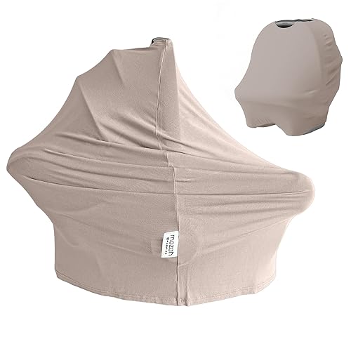 MOZAH Baby Multi-Use Cover: 9-in-1 Car Seat Covers Canopy Cover, Breathable Breastfeeding Cover, Stroller Cover & More, Boys & Girls Shower Gifts (Warm Taupe) - Jamouz