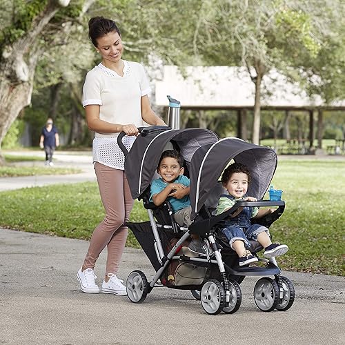 Graco DuoGlider Double Stroller | Lightweight Double Stroller with Tandem Seating, Glacier - Jamouz