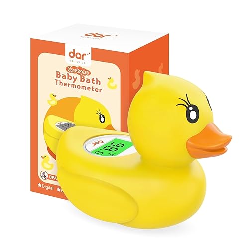 Baby Bath Thermometer, Digital Water Temperature Thermometer with 3 Color Backlit and Temperature Warning, Safety Bath Tube Thermometer Floating Toy for Infant, Toddler (Yellow Duck) - Jamouz