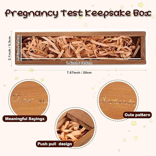 Qunclay Pregnancy Test Keepsake Box Surprise Pregnancy Announcement Box Wooden Baby for Husband Grandparents Baby Memory Souvenir Collection case with Raffia Ribbon(Classic) - Jamouz