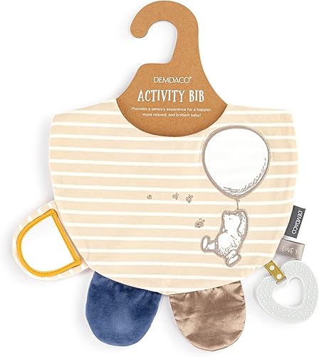 DEMDACO Mommy & Me 11.5 x 10 Inch Textured Fabric, Tactile, Teething Ring, Feeding, Activity Bib - Jamouz