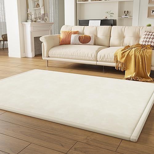 Baby Play Mat 1.3' Thick Tummy Time Mat, Memory Foam Area Rug, Super Soft Coral Velvet Nursery Rug with Non-Slip Backing, Extra Large Crawling Mat for Toddlers, Infants, Yoga, Tatami Mat, 59''x79'' - Jamouz