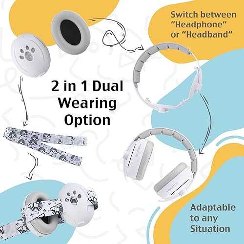 'CuddleEars' 2 in 1 Baby Ear Muff - Noise Canceling Infant Toddler Headphone Hearing Protection Earmuff for Plane - Jamouz