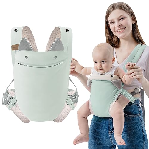 SERAPHY Baby Carrier with Pocket, 4-in-1 Breathable Infant Carrier Newborn to Toddler, Adjustable Multi-Position Baby Sling for Babies 3-36M (15-35lbs)-Grey - Jamouz