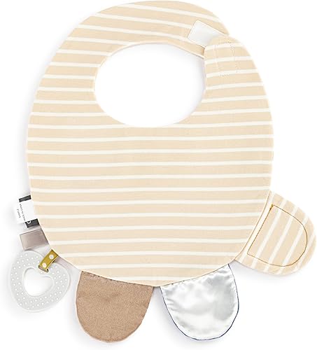 DEMDACO Mommy & Me 11.5 x 10 Inch Textured Fabric, Tactile, Teething Ring, Feeding, Activity Bib - Jamouz