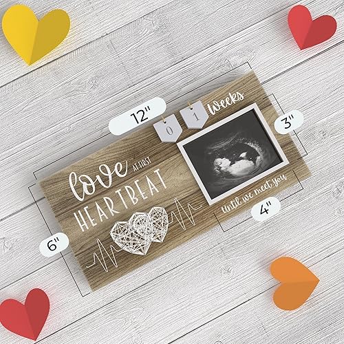 Baby Sonogram Picture Frame with Countdown Weeks - Standard 4'x3' Ultrasound Photo - Pregnancy Announcements Ideas - Gender Reveal Baby-Shower Gift - New Mom Expecting Parents to Be Keepsake Gifts - Jamouz