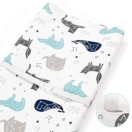 Stretchy Changing Pad Covers for Boys Girls,2 Pack Jersey Knit,Elephant & Whale - Jamouz