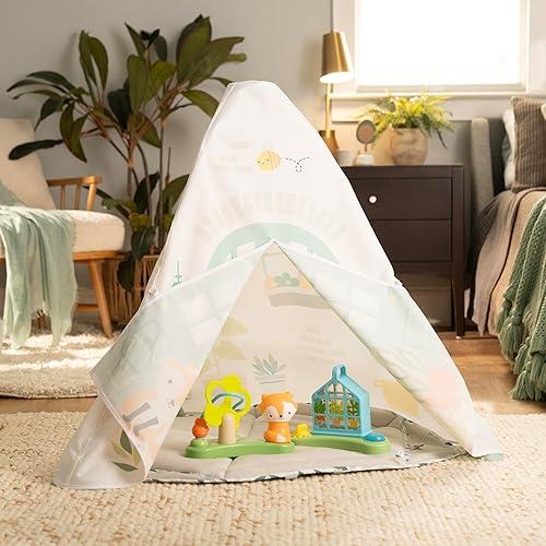 Ingenuity Tummy-to-Toes 6-in-1 Milestone Center, Play Gym, Foldable Mat, Music and Nature Sounds, Lights, Activity Jumper, Table, Playhouse, for Ages 0-48 Months - Jamouz