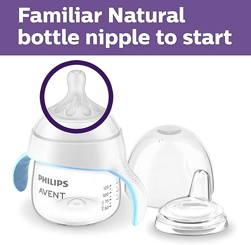 Philips Avent Natural Trainer Cup with Extra Fast Flow Natural Response Nipple (Flow 5) and Soft Spout, 5oz, SCF263/01 - Jamouz