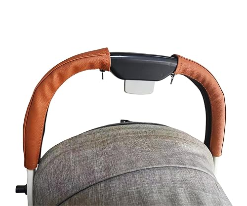 MINILUJIA Baby Stroller Armrest Bumper Handlebar Sleeve Cover Universal Handle Cover DustProof Protect PU Leather Case with Removable Zipper Black - Jamouz