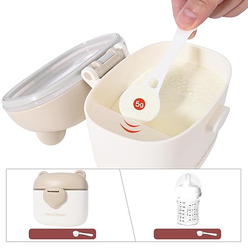 Bebamour Baby Formula Dispenser On The Go, Formula Container to Go, Formula Holder for Travel, Candy Fruit Snack Storage Container with Scoop and Leveller (Coffee) - Jamouz