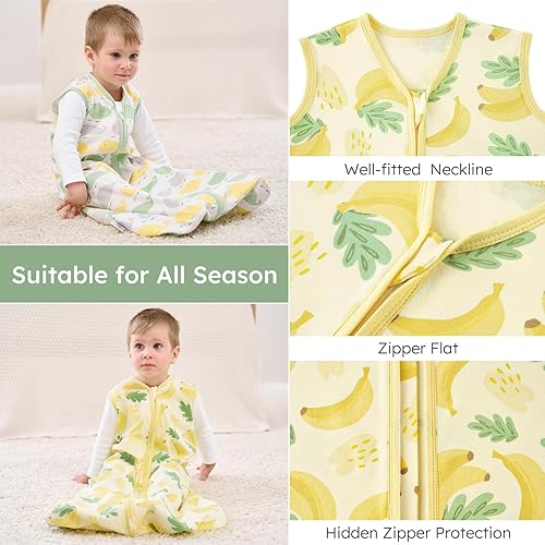 Yoofoss Baby Sleep Sack 6-12 Months Wearable Blanket for Babies 100% Cotton 2-Way Zipper TOG 0.5 Toddler Sleeping Sack 3 Pack, Soft Lightweight Sleep Sacks - Jamouz