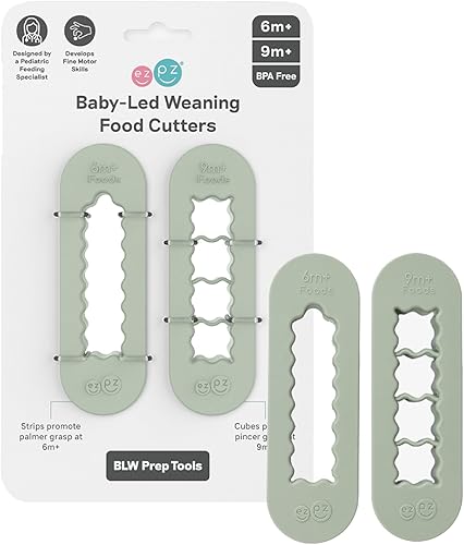 ezpz Baby Led Weaning Food Cutters | 2 Pack | For Ages 6 Months to 9 Months + (Pewter) - Jamouz
