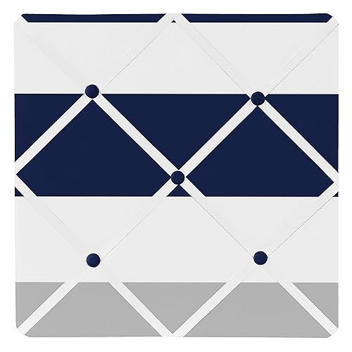 Navy Blue, Gray and White Fabric Memory/Memo Photo Bulletin Board for Stripe Collection - Jamouz