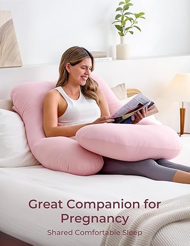 Momcozy Pregnancy Pillows for Sleeping, U Shaped Full Body Maternity Pillow with Removable Cover - Support for Back, Legs, Belly, HIPS for Pregnant Women, 57 Inch Pregnancy Pillow for Women, Grey - Jamouz