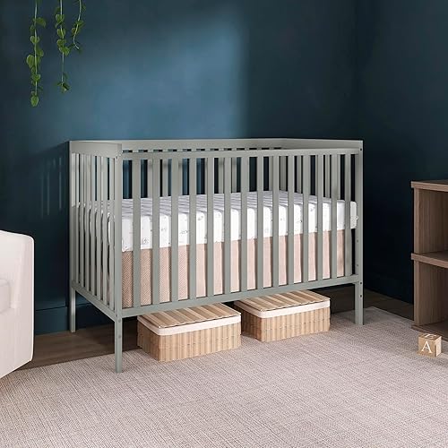 Synergy 5-In-1 Convertible Crib In White, made of New Zealand Pine wood, JPMA & Greenguard Gold Certified, features 3 mattress height settings - Jamouz
