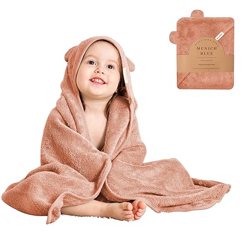 Toddler Bath Towel - Viscose from Bamboo & Cotton Blend for Delicate Skin - Super Soft Thick 600GSM - Ideal Toddler Boy and Girl Bath Essentials 35'x35' Bath Towel - Baby Towel with Hood - Jamouz