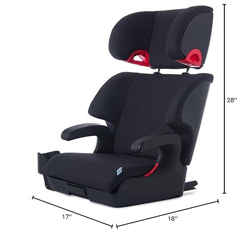 Clek Oobr High Back Booster Seat with Adjustable Headrest, Reclining Design, Latch System, and Retardant-Free Fabric, Railroad - Jamouz