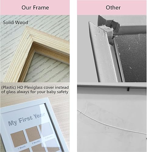 My First Year Photo Frame, Baby Keepsake Frame Baby Picture Frame, Baby Milestone Nursery Decor, Baby First Birthday Party Baby Shower Decor - White - Jamouz