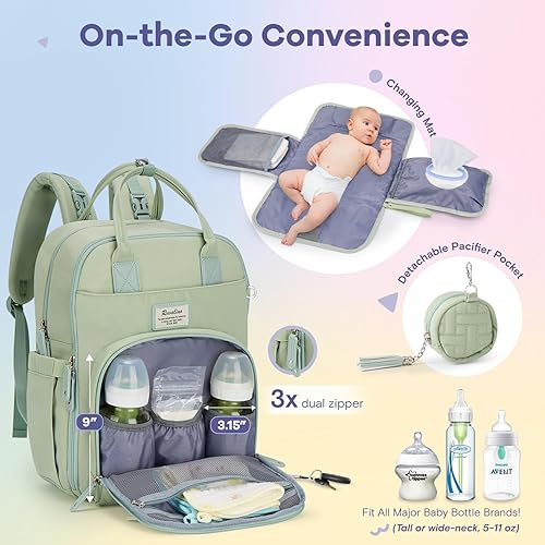 RUVALINO Diaper Bag Backpack, Multifunction Travel Pack Maternity Baby Changing Bags, Large Capacity, Waterproof, Black - Jamouz