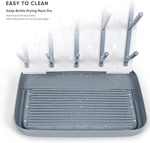 Termichy Baby Bottle Drying Rack: Large Vertical Bottle Dryer Rack Holder - Space Saving Standing Drying Rack for Baby Bottles and Pump Part Cleaning (Gray) - Jamouz