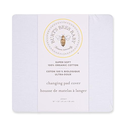 Burt's Bees Baby - Changing Pad Cover, 100% Organic Jersey Cotton Changing Pad Liner for Standard 16 x 32 Inch Changing Mats - Jamouz