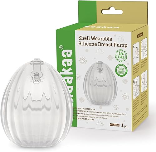 HAAKAA Shell Wearable Hands-Free Manual Breast Pump/Milk Collector (2.5 oz/75 ml, 4 oz/120 ml) – Medical-Grade Silicone – Compact, Portable & Discreet – Leak-Proof Valve - Jamouz
