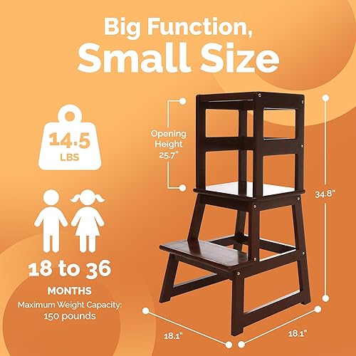 SDADI Kids Kitchen Step Stool Holds up to 150 Pounds with Safety Rail, White - Jamouz