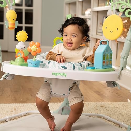 Ingenuity Tummy-to-Toes 6-in-1 Milestone Center, Play Gym, Foldable Mat, Music and Nature Sounds, Lights, Activity Jumper, Table, Playhouse, for Ages 0-48 Months - Jamouz