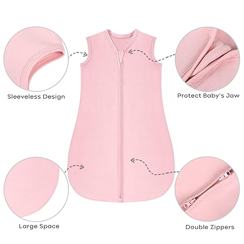 Yoofoss Baby Sleep Sack 6-12 Months Wearable Blanket for Babies 100% Cotton 2-Way Zipper TOG 0.5 Toddler Sleeping Sack 3 Pack, Soft Lightweight Sleep Sacks - Jamouz